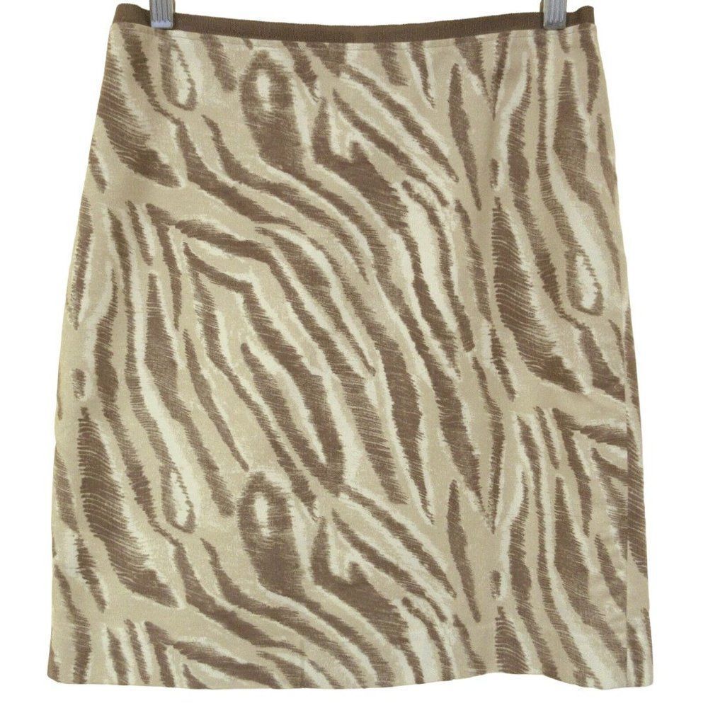 Ann Taylor Loft Animal Print Cotton & Silk Fully Lined Pencil Skirt Sz 4P
